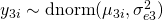 y_{3i} \sim \mbox{dnorm} (\mu_{3i}, \sigma^2_{e3})