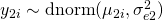 y_{2i} \sim \mbox{dnorm} (\mu_{2i}, \sigma^2_{e2})